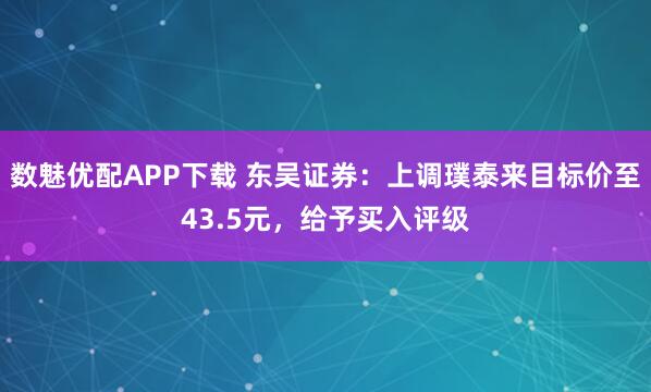 数魅优配APP下载 东吴证券：上调璞泰来目标价至43.5元，给予买入评级